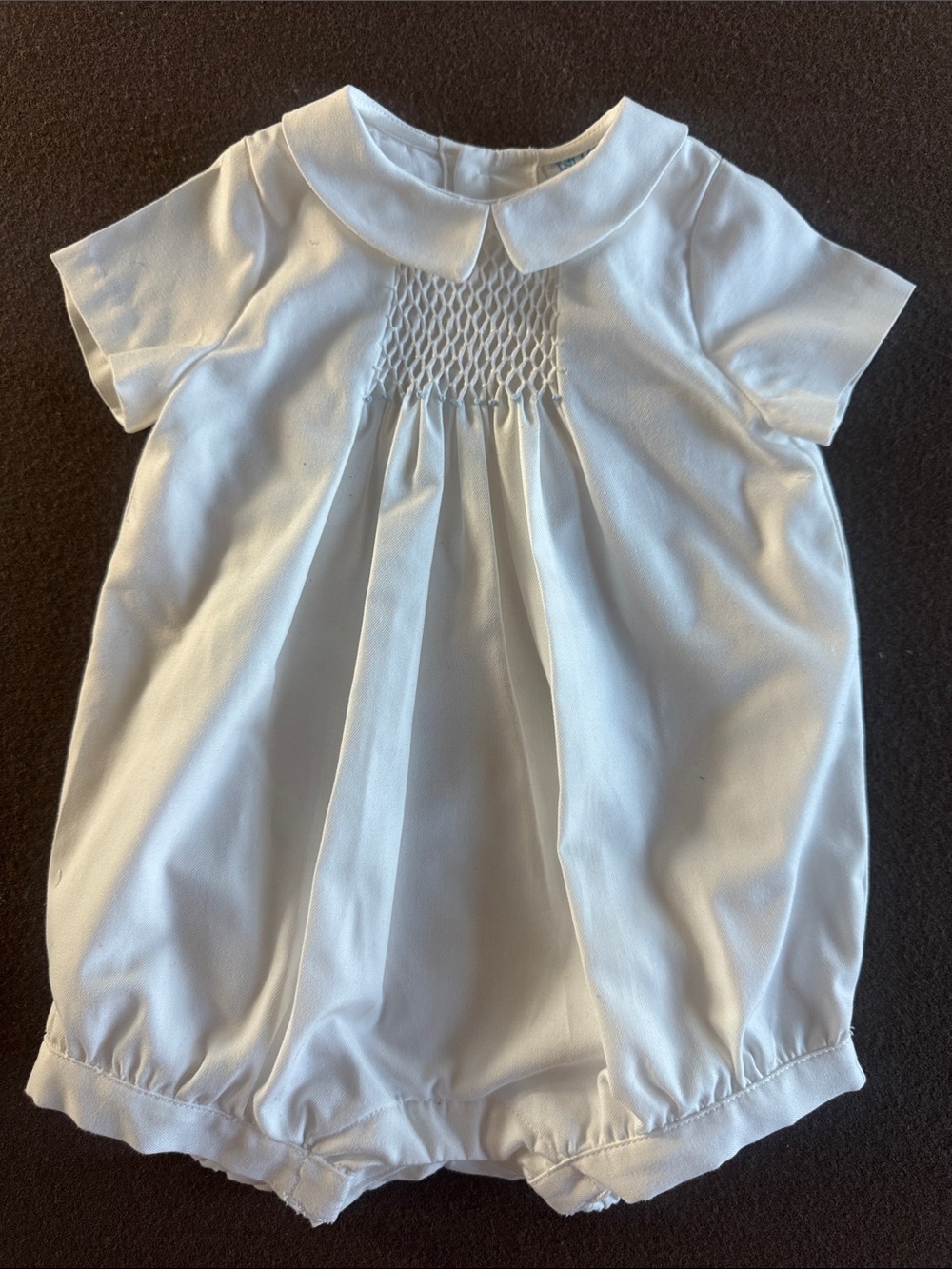 Luli & Me White Smocked Peter Pan Bubble Romper